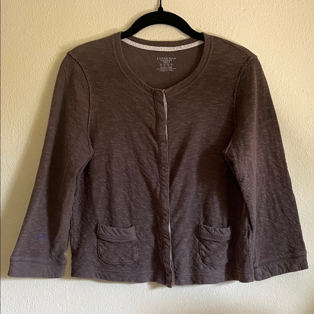 Lands' End Canvas 1963 Olive Cardigan
